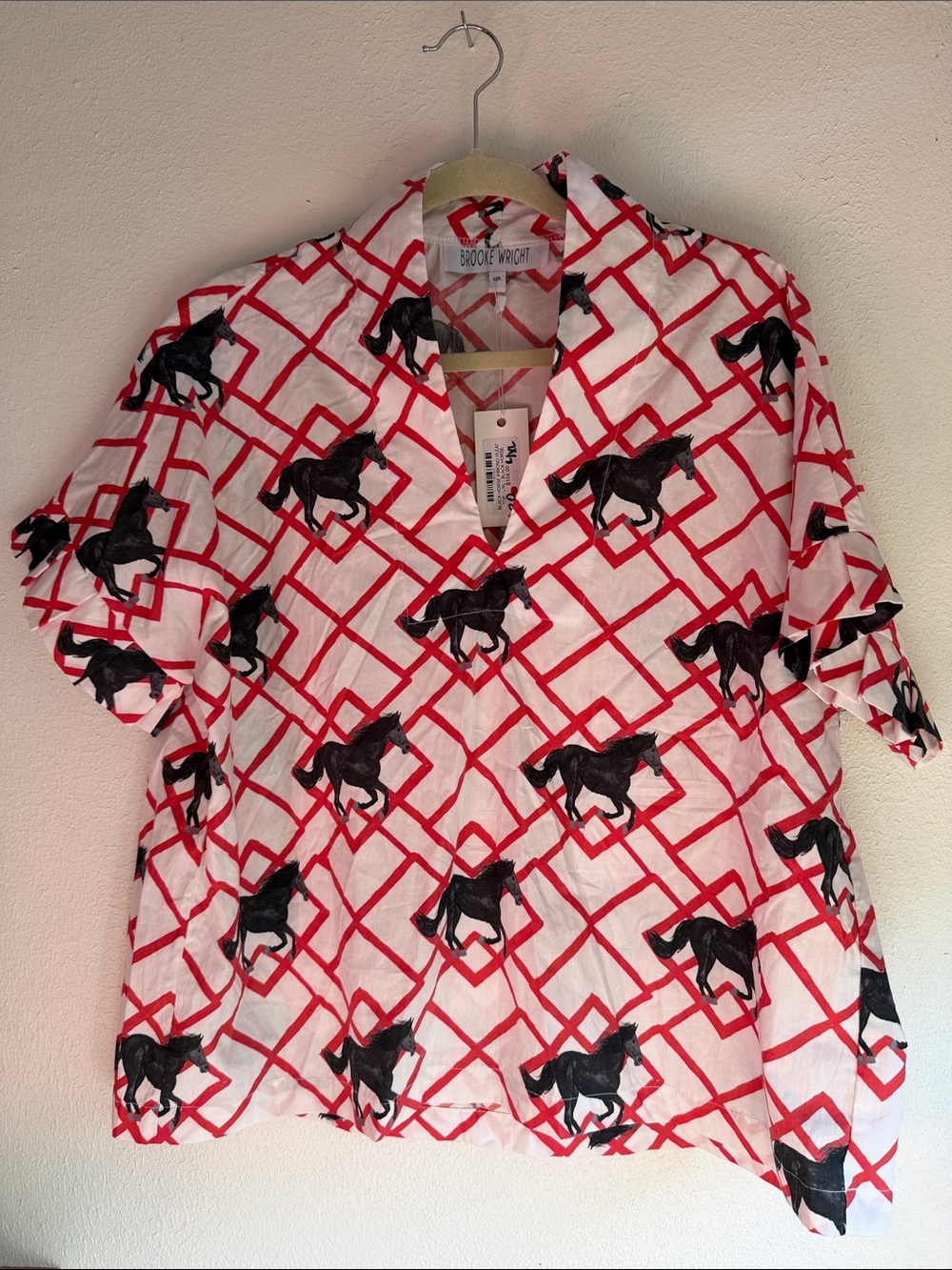 Brooke Wright black horse blouse L/XL NEW
